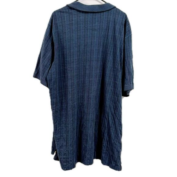 David Taylor Blue Polo Shirt with Oversized Fit and Unique Draped Collar - Picture 2 of 4